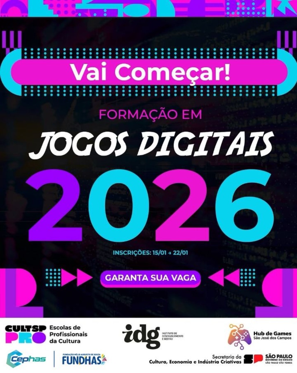 São José dos Campos recebe curso de Formação em Desenvolvimento de Jogos Digitais 2026