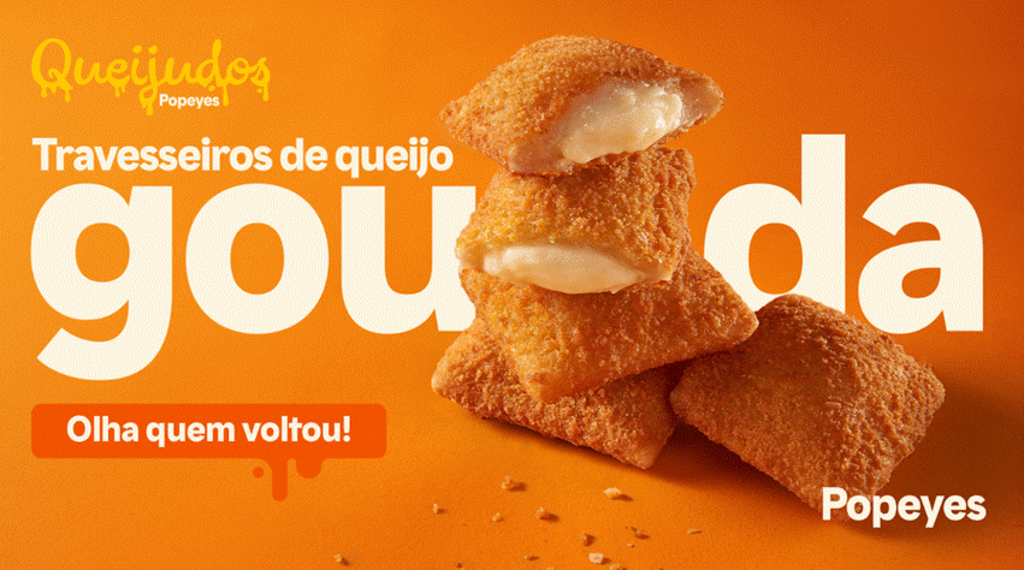 Popeyes® aposta na nostalgia e traz de volta o Travesseiro de Queijo Gouda com campanha estrelada por meme brasileiro