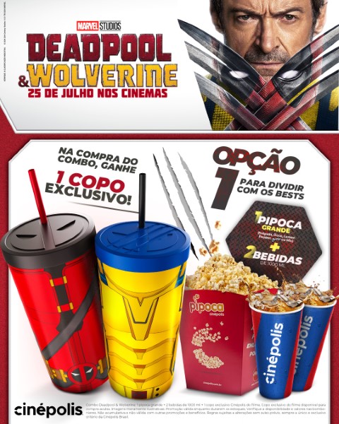 CINÉPOLIS ANUNCIA COMBOS DE "DEADPOOL & WOLVERINE", COM COPOS COLECIONÁVEIS EXCLUSIVOS CINÉPOLIS ANUNCIA COMBOS DE "DEADPOOL & WOLVERINE", COM COPOS COLECIONÁVEIS EXCLUSIVOS